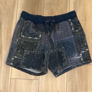 GUC Gender Neutral Women’s Men’s Athletic Paisley Print Blue Shorts size S Small